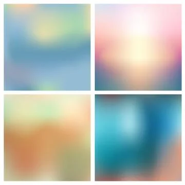 Abstract vector multicolored blurred background set 4 colors set. Square blurred Stock Illustration