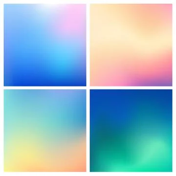 Abstract vector multicolored blurred background set 4 colors set. Square blurred Stock Illustration