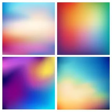 Abstract vector multicolored blurred background set 4 colors set. Square blurred Stock Illustration