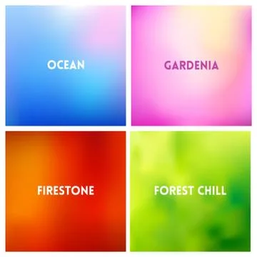 Abstract vector multicolored blurred background set. 4 colors set Illustrazione stock