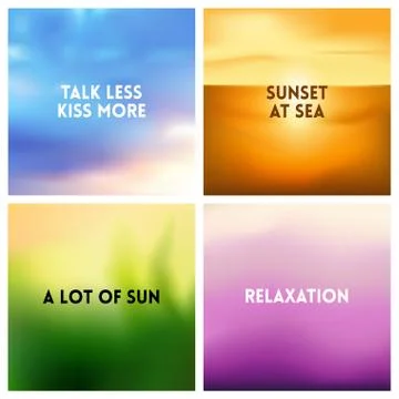 Abstract vector multicolored blurred background set. 4 colors set Illustrazione stock