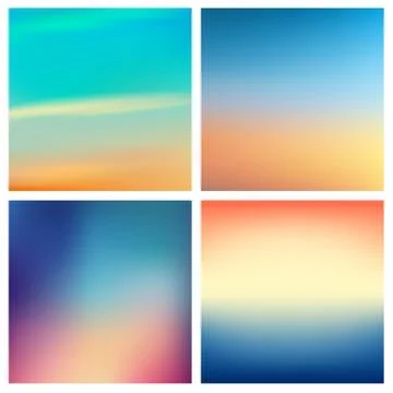 Abstract vector multicolored blurred background set 4 colors set. Square blurred Stock Illustration