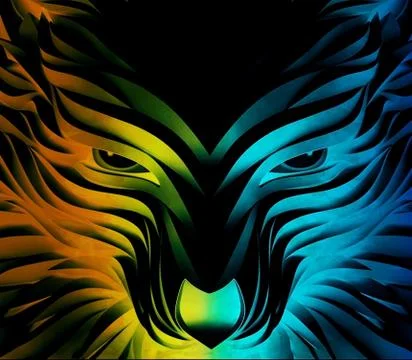 Abstract Vector Multicolored Powerful Wolf Stock Illustration