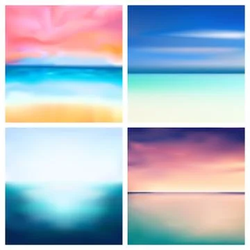 Abstract vector nature blurred background set. Square blurred backgrounds set - Stock Illustration