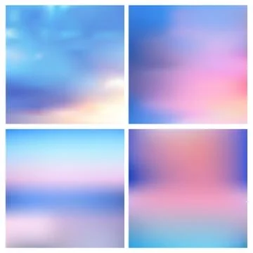 Abstract vector nature blurred background set. Square blurred backgrounds set - Stock Illustration