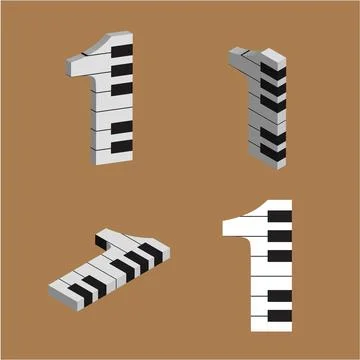 Abstract vector number 1  made from piano - numbers set Stock Illustration
