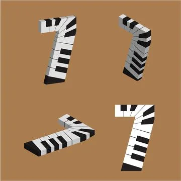 Abstract vector number 7  made from piano - numbers set Illustrazione stock