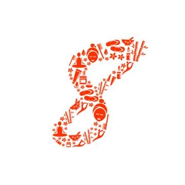 Abstract vector number 8 made from Icon Spa - numbers set Stock Illustration