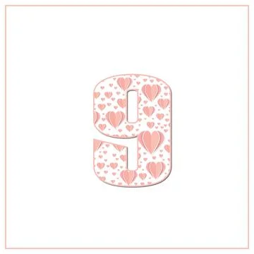 Abstract vector number 9 made from hear - numbers set Stock Illustration