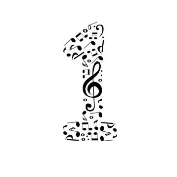 Abstract vector number one made from music notes - numbers set Illustrazione stock