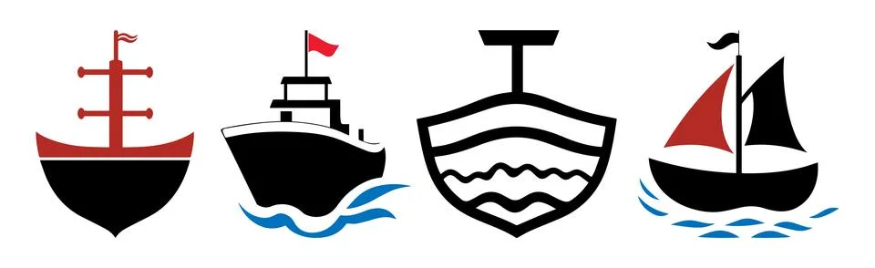Abstract Vector Ocean Ship Icon Design Template Stock Illustration