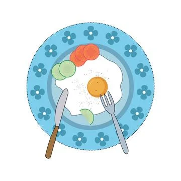 Abstract Vector Omelette Plate Icon Design Template Stock Illustration