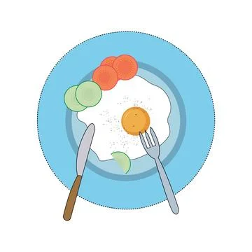 Abstract Vector Omelette Plate Icon Design Template Stock Illustration