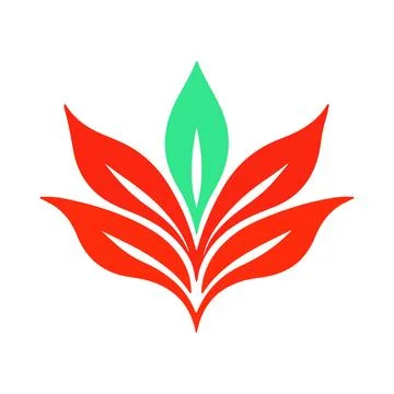 Abstract Vector Orange and Teal Stylized Floral Icon or Logo Design Template Stock Illustration