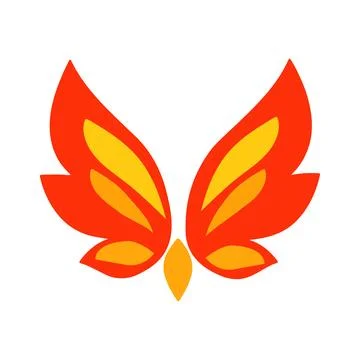 Abstract Vector Orange and Yellow Butterfly Wings Icon or Logo Design Templat Stock Illustration
