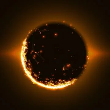 Abstract vector orange mesh background. Black hole or singularity. Futuristic イラスト素材
