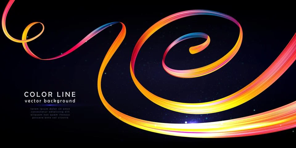 Abstract vector paint brush stroke background. Colorful curl of liquid paint Illustrazione stock