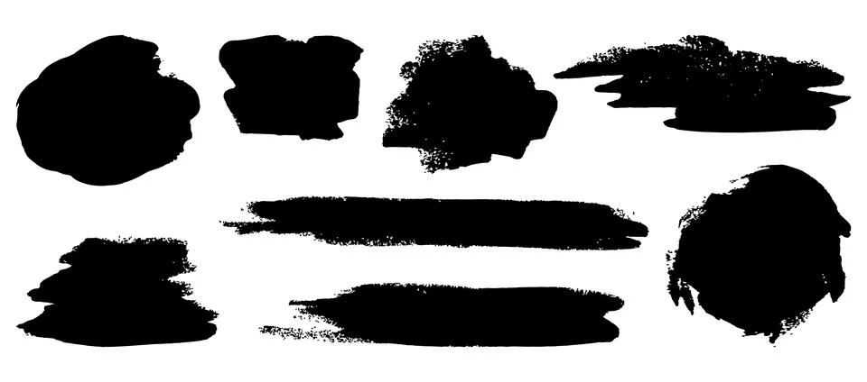 Abstract vector paint set. Isolated grunge elements for paper design. Ink paint Stock Illustration