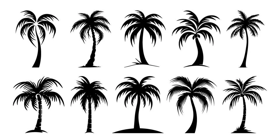 Abstract Vector Palm Tree Icons Pack Design Template Stock Illustration