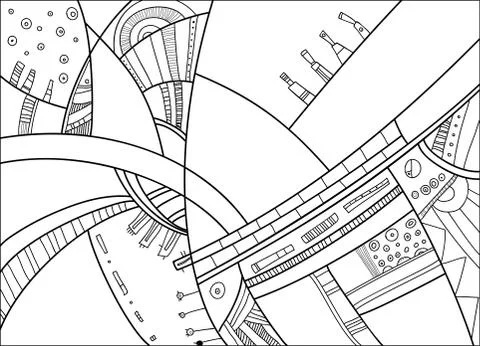 Abstract vector pattern, black and white doodles. Background for poster Stock Illustration