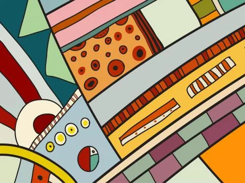 Abstract vector pattern, black and white doodles. Background for poster Illustrazione stock