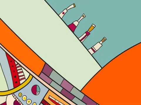 Abstract vector pattern, black and white doodles. Background for poster Stock Illustration