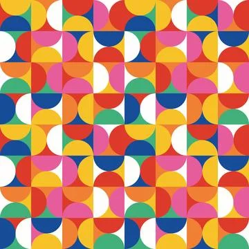 Abstract vector pattern design. Seamless pattern with colorful simple shapes. Stock Illustration
