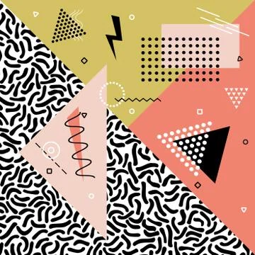 Abstract vector pattern with geometric shapes. Fashion style 80-90s. Illustration