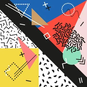 Abstract vector pattern with geometric shapes. Retro memphis style 库存插图