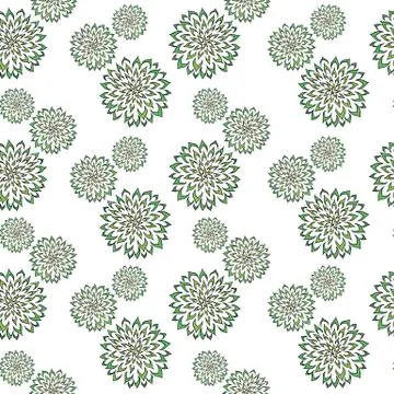 Abstract vector pattern with hand drawn green flowers. Used for textile 스톡 일러스트