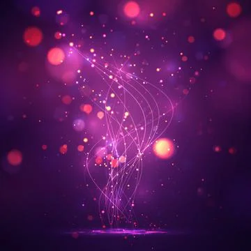 Abstract vector pattern of lines and dots, glowing, bright particles Stock Illustration