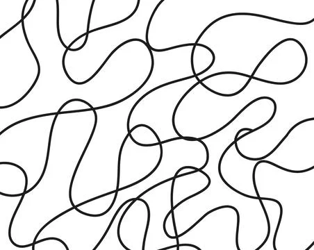 Abstract vector pattern of twisted black lines on a white background. Stock Illustration