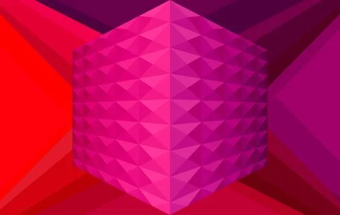 Abstract vector in pink colors, background image with a volumetric cube Stockillustratie
