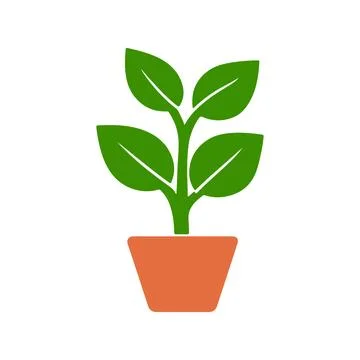 Abstract Vector Plant in Pot Icon or Logo Design Template Stock Illustration