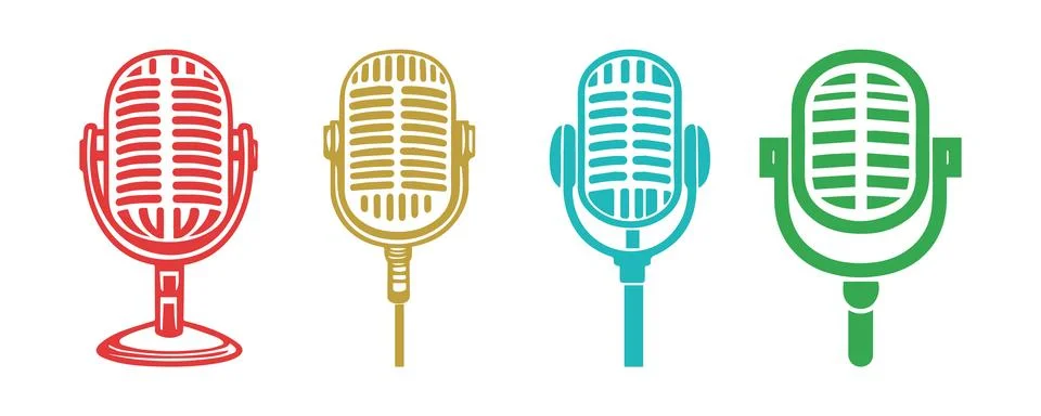 Abstract Vector Podcast Microphone Icon Design Template Stock Illustration