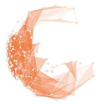 Abstract vector polygonal cyber red sphere. Triangle spherical mesh backgroun Stock Illustration
