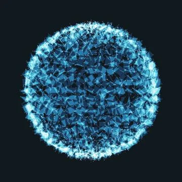 Abstract vector polygonal cyber sphere. Triangle spherical mesh background. F Illustrazione stock
