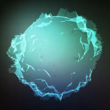 Abstract vector polygonal cyber sphere. Triangle spherical mesh background. F Stock Illustration