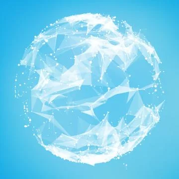 Abstract vector polygonal cyber sphere. Triangle spherical mesh background. F イラスト素材