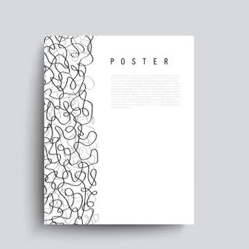 Abstract vector poster with black chaotic lines. Minimalist hand drawn placar Illustrazione stock