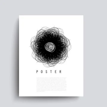 Abstract vector poster with black chaotic lines. Minimalist hand drawn placar Illustrazione stock