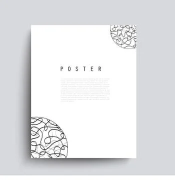 Abstract vector poster with black chaotic lines. Minimalist hand drawn placar Stock Illustration