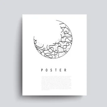 Abstract vector poster with black chaotic lines. Minimalist hand drawn placar Stock Illustration