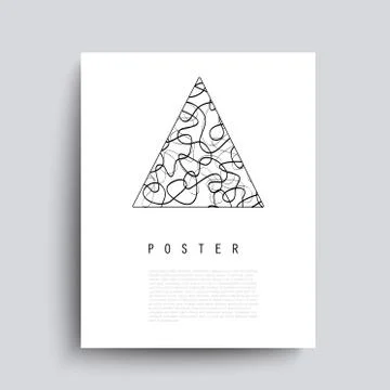 Abstract vector poster with black chaotic lines. Minimalist hand drawn placar Stock Illustration