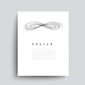 Abstract vector poster with black chaotic lines. Minimalist hand drawn placar Stock Illustration