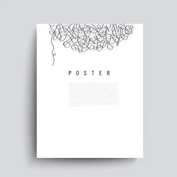 Abstract vector poster with black chaotic lines. Minimalist hand drawn placar Stock Illustration