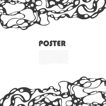 Abstract vector poster with black chaotic lines, ovals, circles. Neurography. Stock Illustration