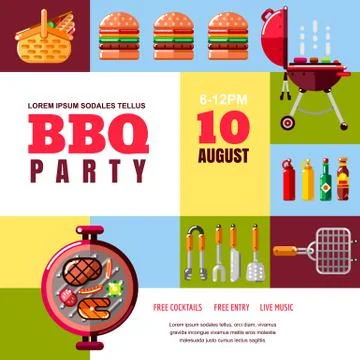 Abstract vector poster or banner template. BBQ and grill illustration. Barbec Stock Illustration