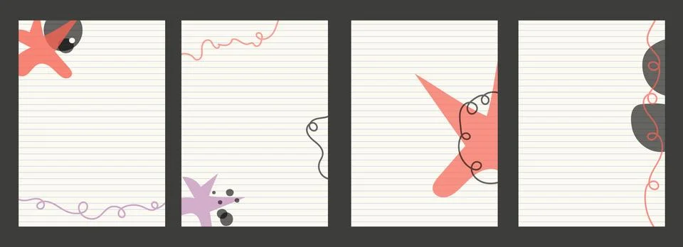 Abstract vector posters. Wavy forms and lines on ruled paper. Illustrazione stock