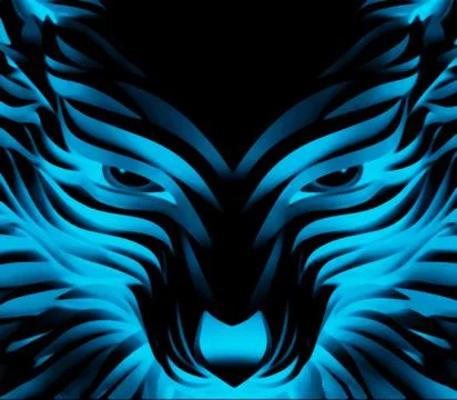 Abstract Vector Powerful Cyan Wolf Stock Illustration